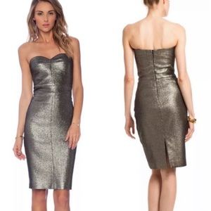 Trina Turk “Volare” Metallic Strapless Sheath Dress Sz 4